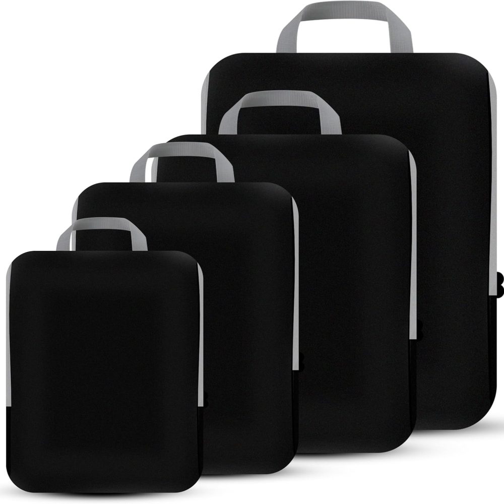 4 Set Compression Packing Cubes Organizers, Black
